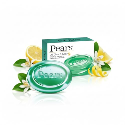 Pears Oil-Clear & Glow Soap - 98% Pure Glycerin & Lemon Flower Extracts - 75 g (Pack of 3)