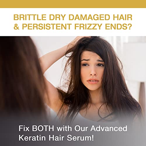 Vitamins Keratin Protein Hair Serum - Anti Frizz Control Repair Treatment for Frizzy Dry Damaged Hair - Heat Protectant Complex for Shine & Gloss