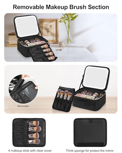 Chomeiu Makeup Bag with LED Mirror - Large Travel Organizer