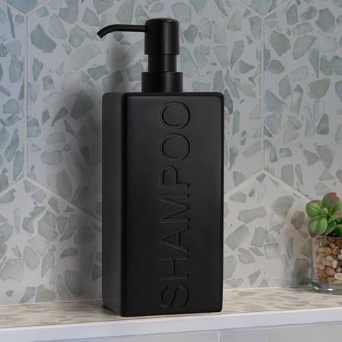 Rectangular Resin Dispenser Premium Bathroom Shampoo Conditioner Body Wash Bottle Modern Refillable Pump Design