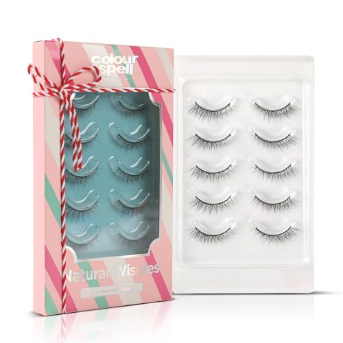 Profusion Cosmetics Colour Spell Natural Wispies 5 Pair Faux Mink False Eyelashes - Lightweight and Comfortable, Reusable & Easy to Apply Lashes for an Eye-Catching Look