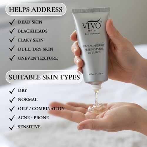 Vivo Per Lei Facial Peeling Gel - Helps Address Dead Skin Buildup - Gentle Exfoliating Gel for Rough, Dry, Sensitive or Mature Skin - Face and Body Scrub - Non Abrasive - 4.05 Fl. Oz. - Pack of 2