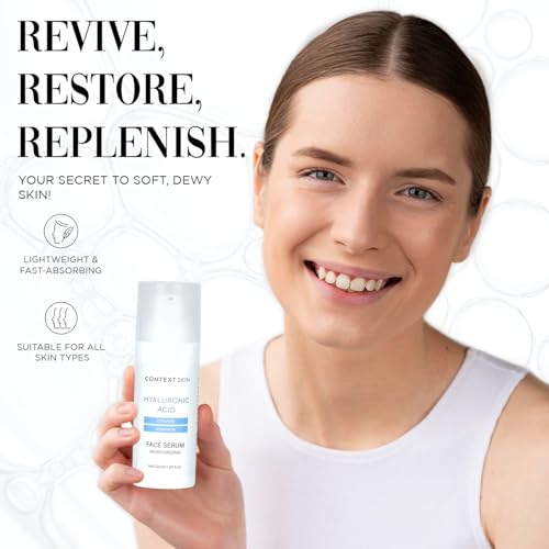 Context Skin Hyaluronic Acid Serum for Face - Deeply Hydrates & Plumps, Smooths Fine Lines, Enhances Elasticity & Restores Radiance - Pure Hyaluronic Serum for Glowing, Youthful Skin - 1.69 Fl oz