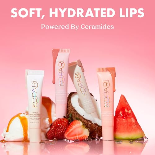 Kopari Lip Love Moisture Balm in Soft Vanilla Shimmer - Ceramide Hydrating Lip Balm with Coconut Oil, Shea & Mango Butters, Clean Vegan, 0.35 oz