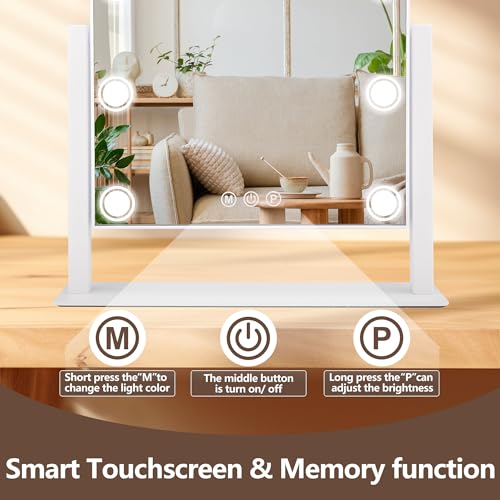 Lighted Makeup Mirror with 9 LEDs & 10X Magnification, Touch Control