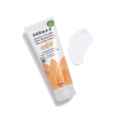 Derma E Jasmine and Vanilla Ultra Moisturizing Shea Body Lotion ? Vegan Hyaluronic Acid and Vitamin E Moisturizer for Dry Skin ? Cruelty Free Moisturizing Cream, 8 oz