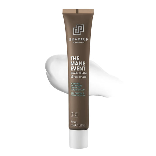 Shakeup Cosmetics Mens Beard Serum & Beard Oil, Supports Thicker & Fuller Beard, Helps Tame Dry & Unruly Hair, Nourishing with Castor Oil, Caffeine & Peptide Complex, 50ml. Aka. THE MANE EVENT