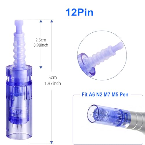 12 Pin Microneedling Cartridges for Dr Pen A6 A10 N2 M7 M5 (20 Pack)
