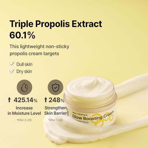 C¡¯NEW LAB Real Propolis Glow Boosting Cream 50ml (1.69 fl. oz.) | Deep Nourishing Facial Cream for Radiant Skin | Propolis Extract, Panthenol, Allantoin, Sun Flower Seed, Korean Skin Care