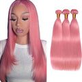 Pink Straight Human Hair Bundles - 30-34 Inch Unprocessed Brazilian Hair