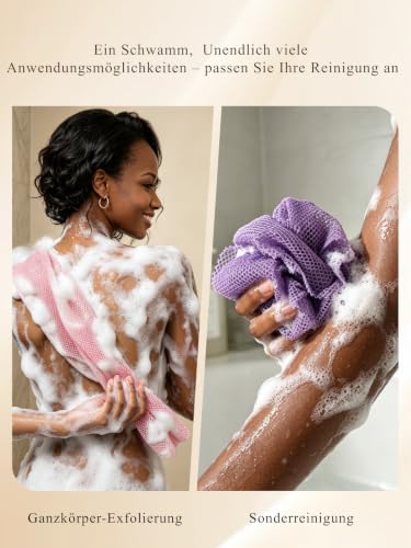 African Net Sponge 4 Pack - 45" Exfoliating Bath Scrubber