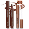 HOSAILY Lip Combo: Mocha Brown Lip Liner + Nude Gloss, Long-Wear Matte Lip Stain
