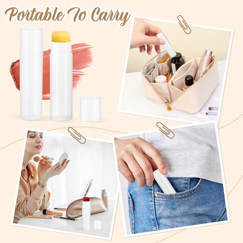 100 Pcs 5g Empty Lip Balm Containers Plastic Lipstick Tubes Refillable Lip Gloss Bottles for DIY Deodorant Balm Cosmetic - Wihte