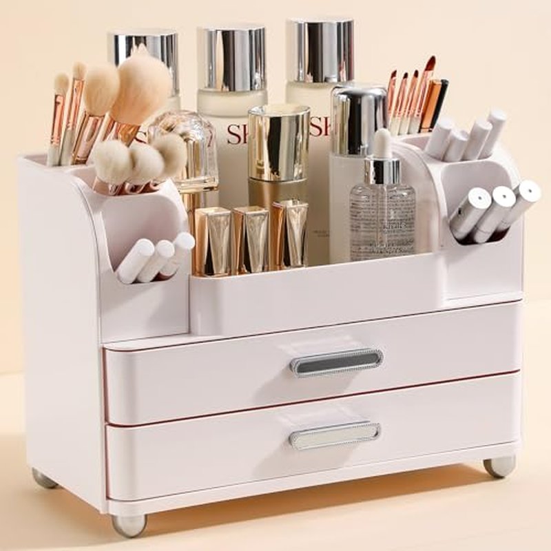 Anyoifax Makeup Organizer Countertop with Drawers & Brush Holder