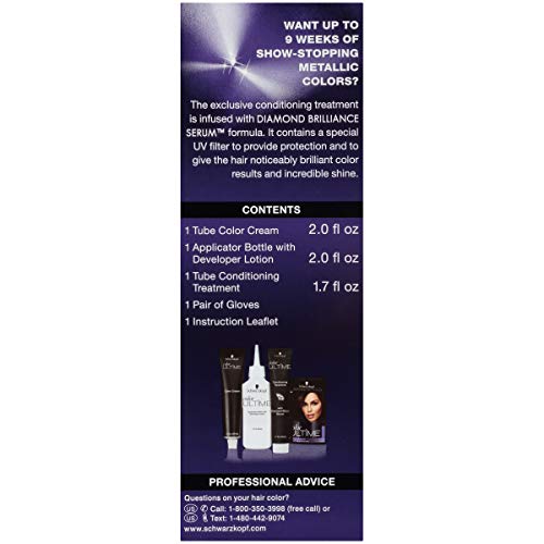 Schwarzkopf Color Ultime Metallic Permanent Hair Color Cream, 4.3 Metallic Violet.