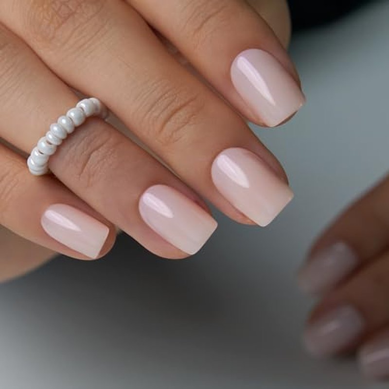 CurvLife Press On Nails Short Square French Tip Soft Gel