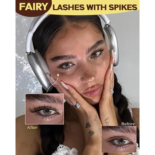 TOOCHUNAG Natural Lash Clusters Fairy Eyelashes Extensions 10/12/14mm Manga Lashes Clusters C Curve Wispy False Eyelash Clusters with Thin Band DIY Individual Lash Extension