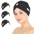 HALLEY Cotton Hair Towel Wrap - Super Absorbent Fast Drying Turbans (3 Pack)