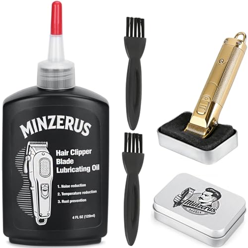 Premium Clipper Lubricating Oil 4.05oz/120ml for Clippers Blade Corrosion & Trimmers, Groomers, Hair Clipper Oil with 2 x Clean Brushes and 1 x Quick Lubrication Box for Barber & Home Use and Gift