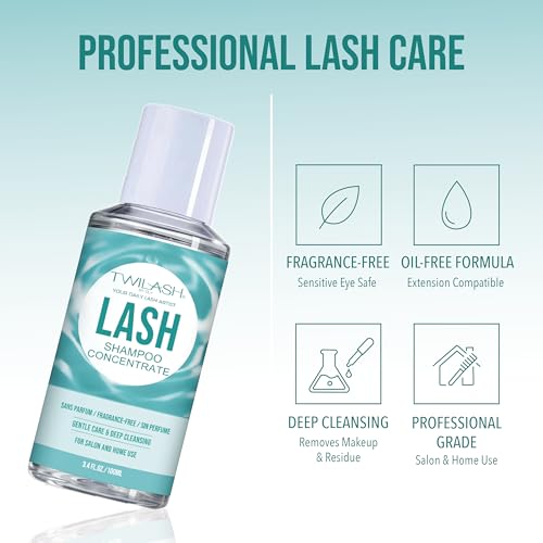 TWILASH Lash Shampoo Concentrate 100ml - Oil-Free Eyelash Cleanser
