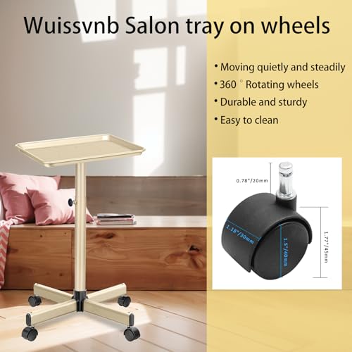 Adjustable Salon Rolling Tray with Wheels - Champagne Gold
