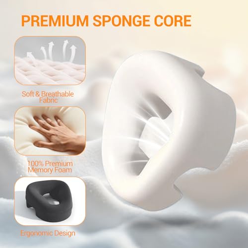 Face Down Pillow Massage Headrest for Bed, massage pillow on massage table, Piercing Pillows, Sleeping Pillow, Face Cradle After Eye Surgery, memory Removable Cover with Breathable Design, Dark Grey