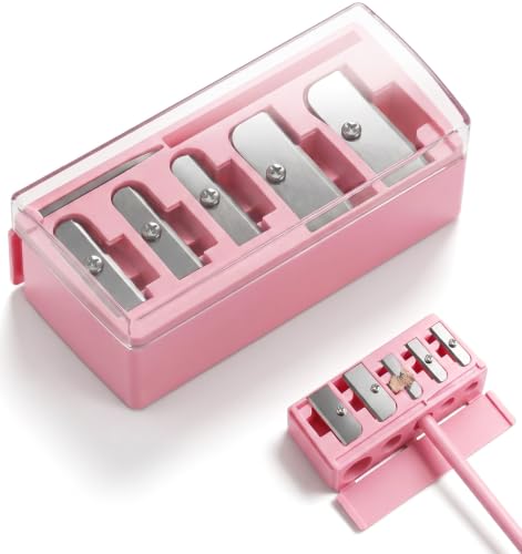 5-Hole Makeup Pencil Sharpener with Cover for Eyebrow & Eyeliner - Pink