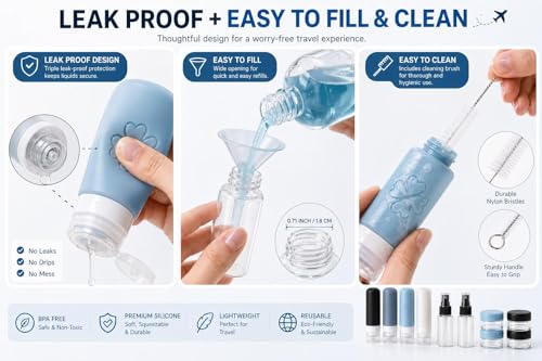 18 Pack TSA Approved Travel Bottles Set – Leak Proof Silicone Containers