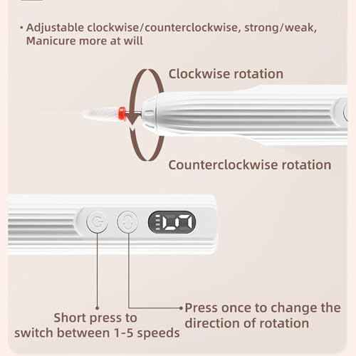 Electric Nail Drill File Professional - Cordless Nail Drill Filer Machine for Acrylic Nails Polishing, U V Lamp,Charging Base,5 Speed,Nail Grinder, Manicure Pedicure Kit for Salon Home
