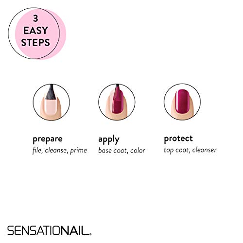 SensatioNail Gel Base and Top Coat Nail Polish Kit - For a Long-Lasting Salon Grade Manicure - 5 Piece Set Includes Gel Primer, Base & Top Coat, and Manicure Essentials - Lasts Up to 2 Weeks