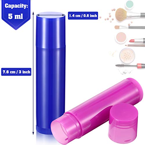 Maitys 48 Pcs 5ml Empty Lip Balm Tubes Bulk Colorful Rotatable Lip Gloss Container Tubes Refillable Gloss Bottles Plastic Empty Balm Containers Lipstick DIY Cosmetic Holder, 8 Colors