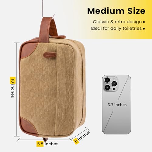 Vorspack Canvas Travel Toiletry Bag for Men - Medium Brown