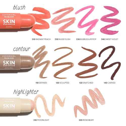 CoverGirl Trublend Skin Enhancer Blush Balm Stick, 220 Nude Flush, Vegan Formula, Easy to Use, Glides on Effortlessly, Non-Greasy, Doesn't Crease, 0.21oz