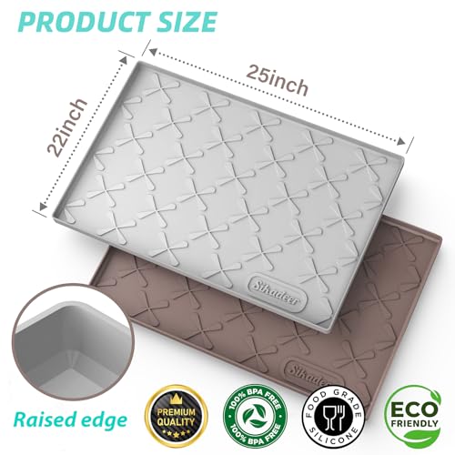 SIKADEER Under Sink Mat for Kitchen Waterproof, 25" x 22" Silicone Mat Cabinet Liner for Bathroom Under Sink Organizer with Raised Edge, Fits 27inch Standard Cabinet Under Sink Drip Tray Protector