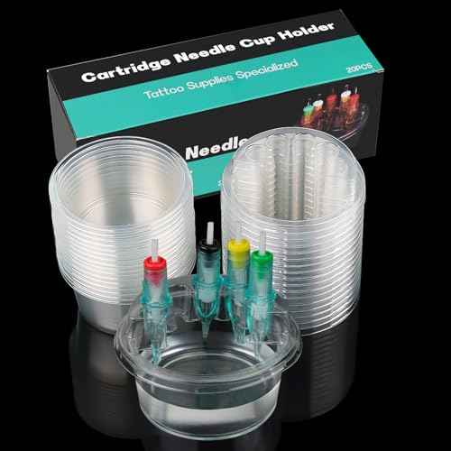 20PCS Disposable Tattoo Cartridge Cup Holder Plastic Tattoo Cartridge Tray For Tattoo Inks Needle Holder Placement Rack Disposable Plastic Cup Working Cup Cleaning Cup