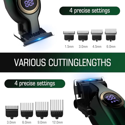 BILLAR Professional Hair Clipper for Men Hair Cutting Kit Men's Beard Trimmer Hair Trimmer Shaver Cordless Barber Clippers and Trimmers£¨Green£©