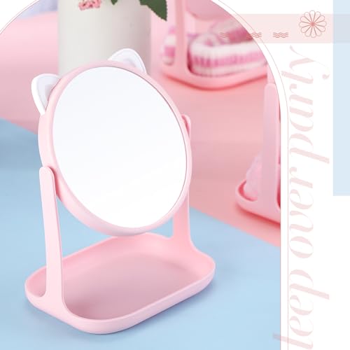 8 Set Spa Party Supplies Cat Table Mirrors Pink Bow Headbands for Sleepover Slumber Birthday Party Favors Washing Face Makeup Gifts(Cat)