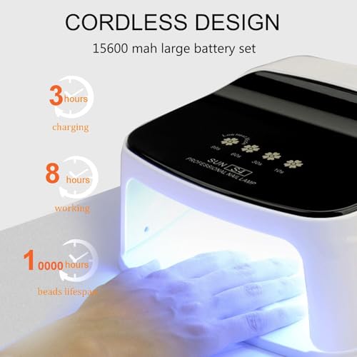 Cordless Rechargeable Nail Lamp, Professional UV LED Nail Dryer for Gel Nails, 15600mAh Nail Light with Touch Screen, Fast Nail Curing Lamp for Acrylic & Gel Polish, UV Lights for Nails