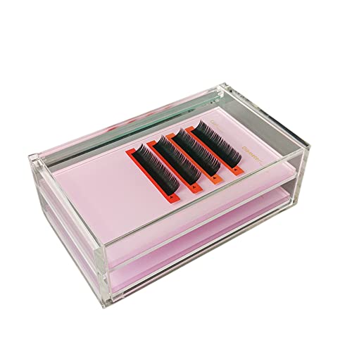 2-Layer Acrylic Eyelash Storage Box - Clear Pink Organizer