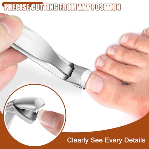 Nail Clippers for Men Thick Toenails, Large Angled Toenail Clippers for Seniors, Mess Free Wide Opening Toe Nail Clippers with Catcher, Heavy Duty Nail Cutter Trimmer with Long Handle & Sharp Blade