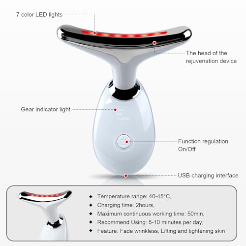 Face and Neck Massager£¬7 Color Multifunctional Facial Skin Care Tools, Led Face and Neck Beauty Device for Home Use