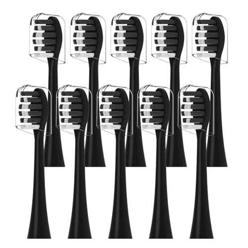 Toothbrush Heads Replacement Compatible with Gleem Electric Toothbrush - Brush Heads Refills Compatible with Gleem, Black, 10 Count