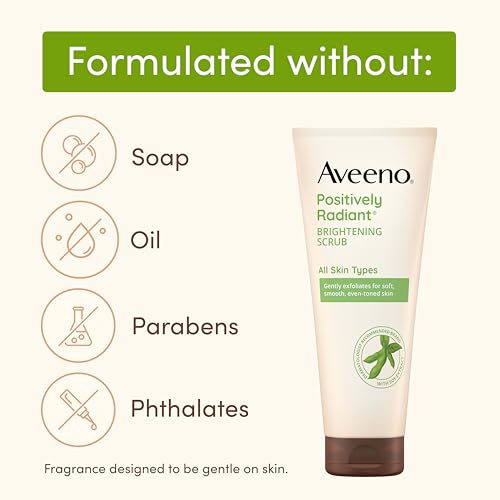 Aveeno Positively Radiant Exfoliating Facial Scrub 2 oz - Brightening & Gentle Skin Exfoliant