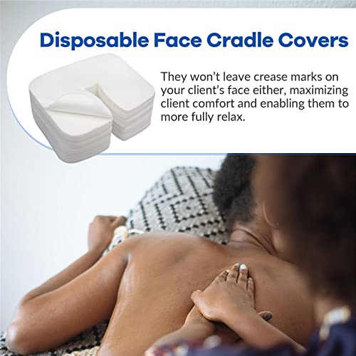 500 Count Disposable Face Cradle Covers, Medical-Grade, Ultra Soft, Luxurious, Non-Sticking Massage Face Covers, Headrest Covers for Massage Tables & Massage Chairs