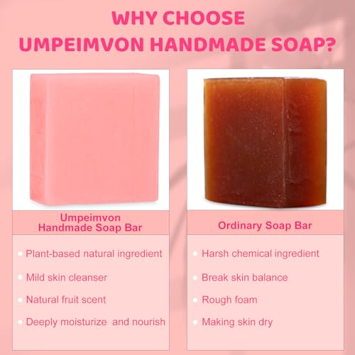 Umpeimvon 3 Pack Natural Bar Soap for Women & Men, Handmade Soap Organic Soap Bar for Face Body, Bar of Soap Body Bath Soap Bars Cleansing & Moisturizing