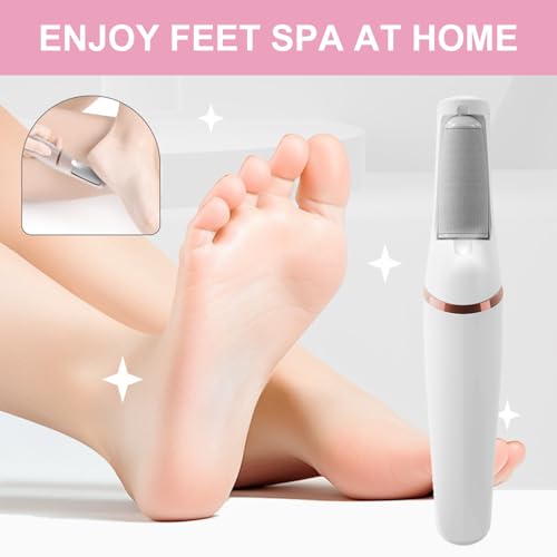 MOVELOVE White Rechargeable Electric Callus Remover for Feet, Dual Speed Foot File