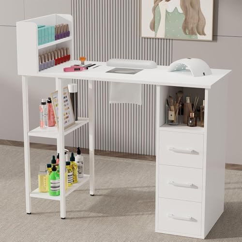 Annzoe Nail Desk with Electric Dust Collector & Storage