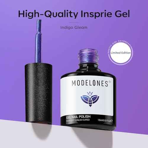 modelones Blue Gel Nail Polish, 15 ML Chameleon Purple Polish Black Holographic Blue Shimmer Glitter Polish Soak Off LED Winter Nail Art Gel DIY Salon Gift