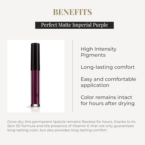 SALERM - Long-Lasting Matte Lipstick - Perfect Matte - Color Imperial Purple - Matte Liquid Lipstick - High-Intensity Pigments - Long-Lasting Comfort - 5.5 ml
