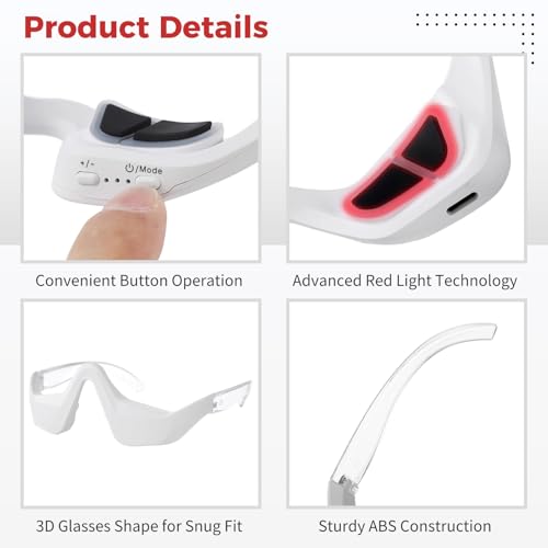 Red Light Therapy Eye Massager with 3D Fit & Adjustable Modes - Rechargeable Eye Care Device for Relaxation and Fatigue Relief